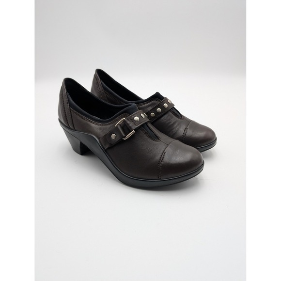 Romika Shoes - Romika Mary Jane Shoes Womens Size 7.5 Brown Leather Buckle Comfort Heels
